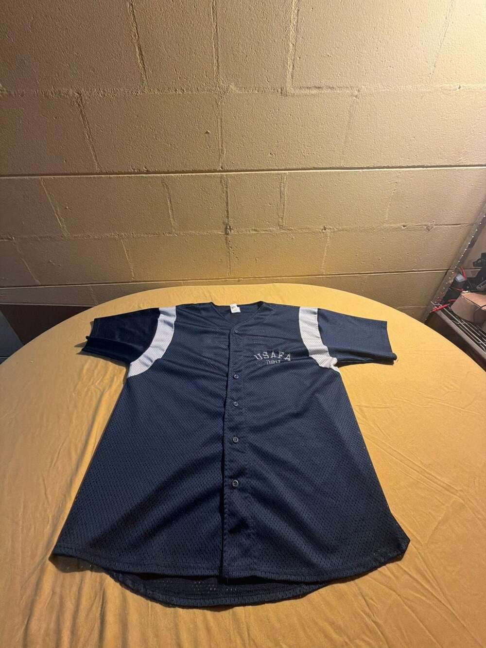 Badger sport USAFA DRU mesh button up baseball jersey XL navy blue